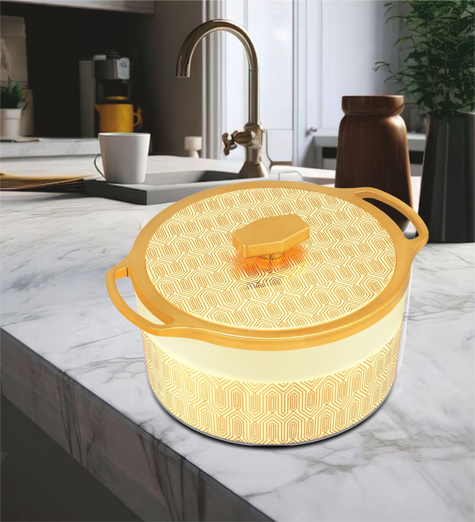 KRYSTAL White Plastic & Steel 2.5Ltr Insulated Thermoware Casserole