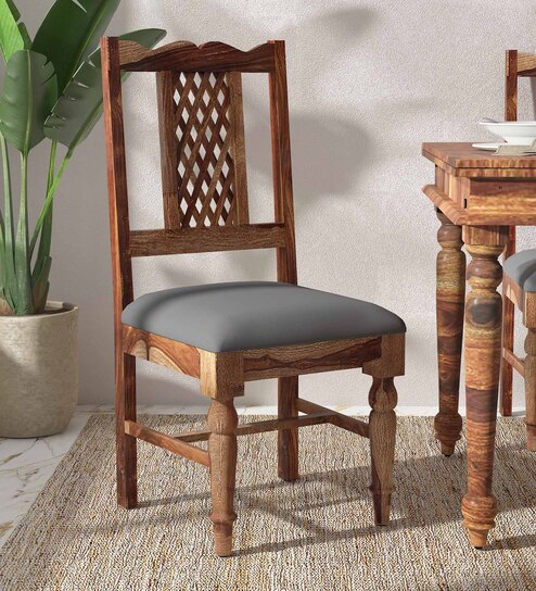 Krisa Sheesham Wood Dining Chair in Scratch Resistant Rustic Teak Finish