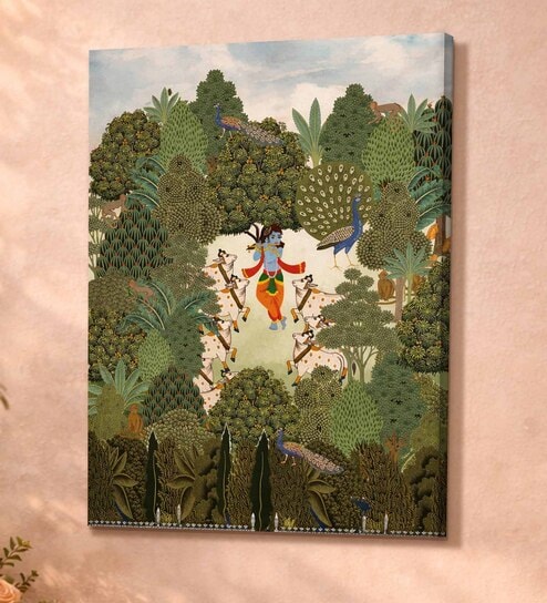 Krishna Ji Pichwai Stretched Canvas Painting