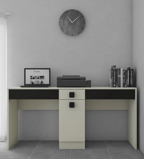 Kristina Twin Kids Study Table in Carbon Black Colour