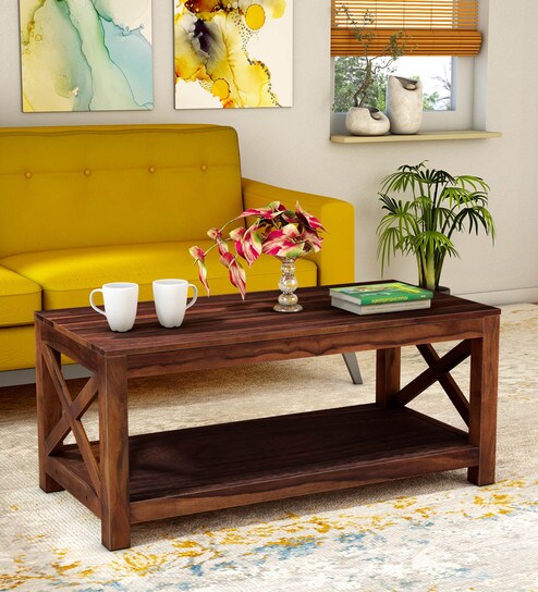 Buy Kryss Solid Wood Coffee Table In Provincial Teak Finish By Woodsworth Online Transitional Rectangular Coffee Tables Tables Furniture Pepperfry Product