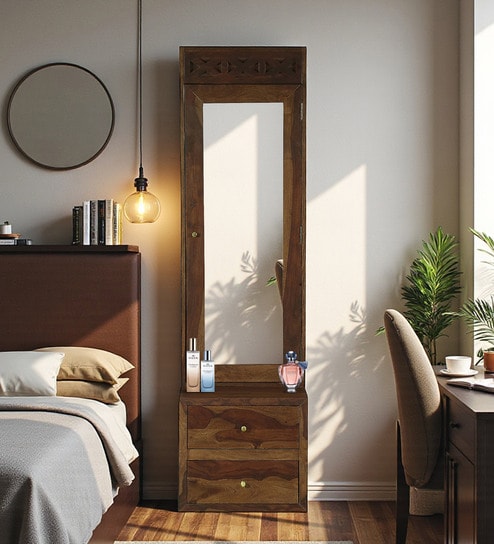 Kryss N Sheesham Wood Dresser In Scratch Resistant Provincial Teak Finish With Drawers