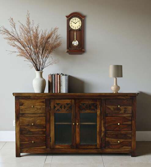 Kryss N Sheesham Wood Sideboard In Scratch Resistant Provincial Teak Finish