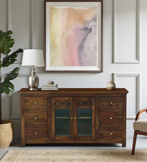Kryss N Sheesham Wood Sideboard In Scratch Resistant Provincial Teak Finish