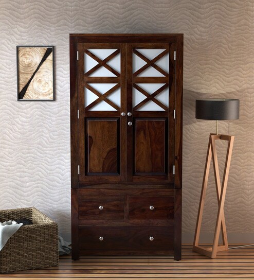 Kryss Solid Wood 2 Door Wardrobe In Provincial Teak Finish By Woodsworth