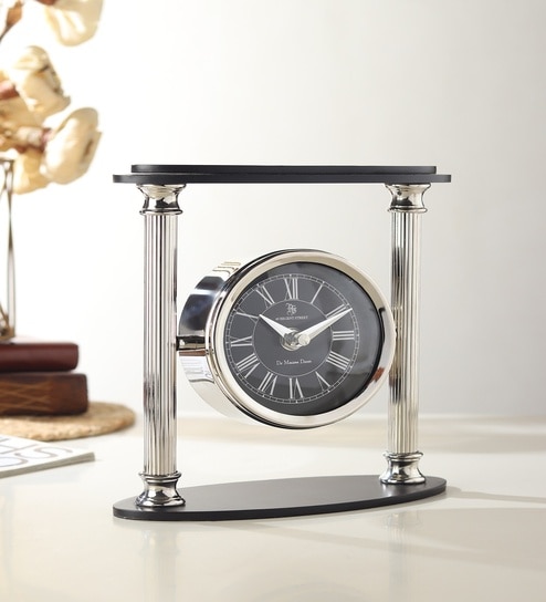 Silver Pillar Krythos Table Clock