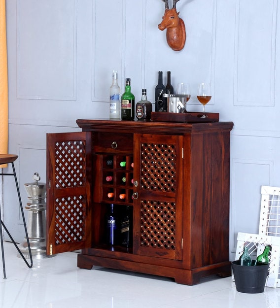 Buy Krisa Solid Wood Bar In Honey Oak Finish Mudramark By