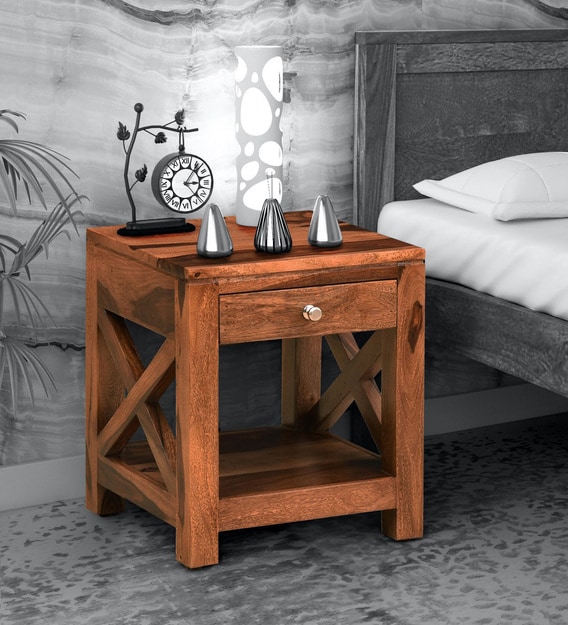 Buy Kryss Solid Wood Night Stand in Rustic Teak Finish by Woodsworth