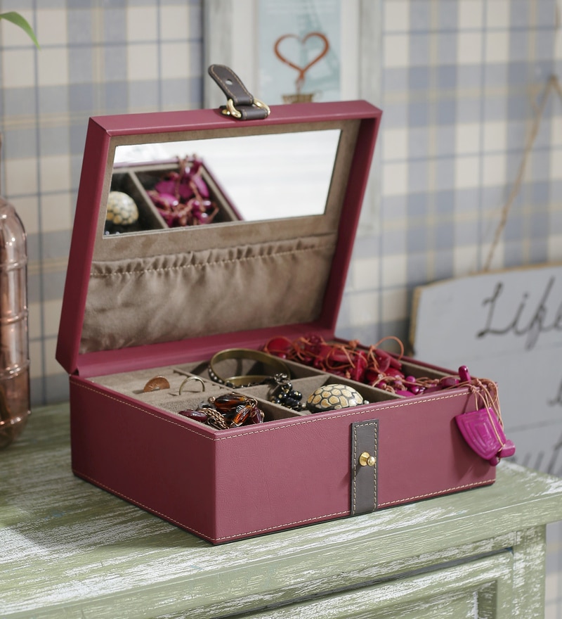 Buy PU \u0026 MDF Maroon Vanity Box by 