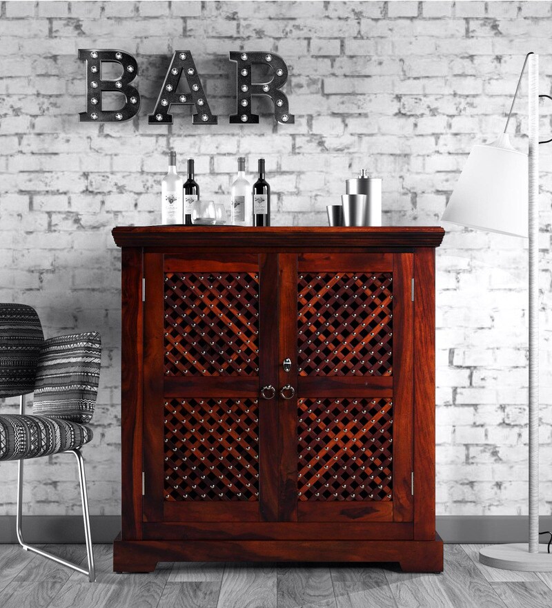 Buy Krisa Solid Wood Bar In Honey Oak Finish By Mudramark