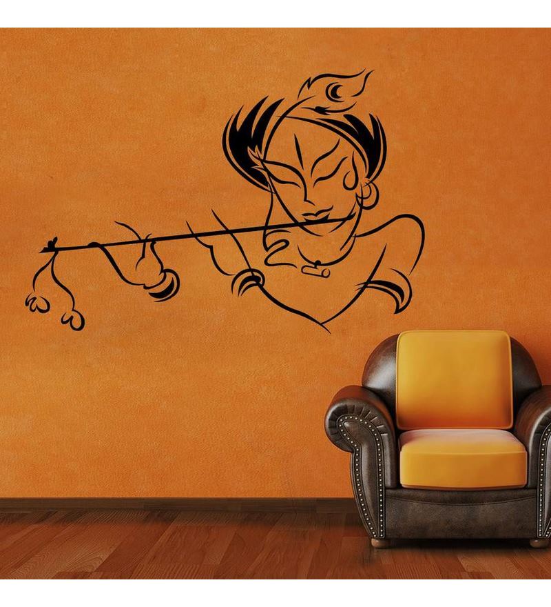 Buy Creative Width Krishna With Flute Wall Sticker Online Spiritual