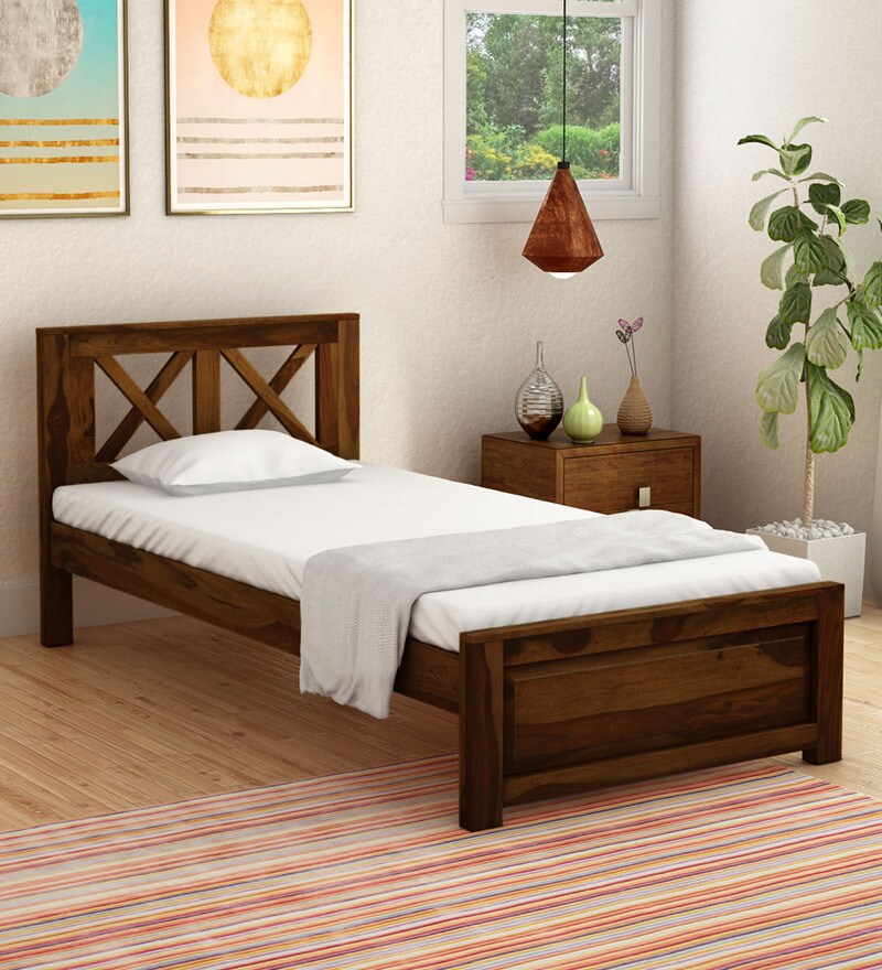 Buy Kryss Solid Wood Single Bed In Provincial Teak Finish By Woodsworth ...