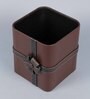 10 Litres Faux Leather & Wooden Open Dustbin