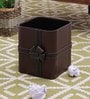 10 Litres Faux Leather & Wooden Open Dustbin