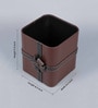 10 Litres Faux Leather & Wooden Open Dustbin