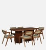 Krakow Acacia Wood 6 Seater Dining Set In Natural Finish