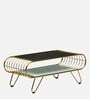 Krenz Metal Coffee Table In Brass Finish With Glass Top