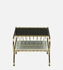 Krenz Metal Coffee Table In Brass Finish With Glass Top