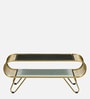 Krenz Metal Coffee Table In Brass Finish With Glass Top