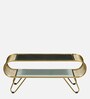 Krenz Metal Coffee Table In Brass Finish With Glass Top