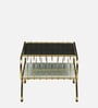 Krenz Metal Coffee Table In Brass Finish With Glass Top