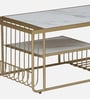 Krenz Metal Coffee Table In Brass Finish With Porcelain Top