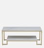 Krenz Metal Coffee Table In Brass Finish With Porcelain Top