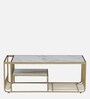 Krenz Metal Coffee Table In Brass Finish With Porcelain Top