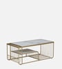 Krenz Metal Coffee Table In Brass Finish With Porcelain Top