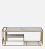 Krenz Metal Coffee Table In Brass Finish With Porcelain Top