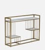 Krenz Metal Console Table In Gold Finish With Porcelain Top