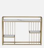 Krenz Metal Console Table In Gold Finish With Porcelain Top