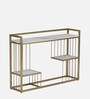 Krenz Metal Console Table In Gold Finish With Porcelain Top