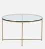 Krenz Metal Nesting Coffee Table Set In Brass Finish With Glass Top