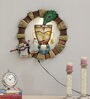 Iron Lord Krishna Wall Art With LED In Brown