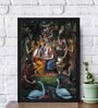 Krishna Theo Multicolour Textured Paper Framed Spiritual Art Print