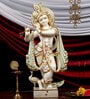 Krishna With Flute Marble White Religious Idol