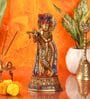 Krishna With Peacock Brass Religious Idol