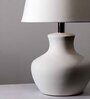 Krug Ceramic White Table Lamp with Cotton Linen Off White Shade