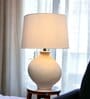 Krug Ceramic White Table Lamp with Cotton Linen Off White Shade