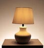 Krug Ceramic White Table Lamp with Cotton Linen Off White Shade