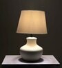 Krug Ceramic White Table Lamp with Cotton Linen Off White Shade