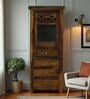 Kryss N Sheesham Wood Tall Cabinet In Scratch Resistant  Provincial Teak Finish