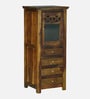 Kryss N Sheesham Wood Tall Cabinet In Scratch Resistant  Provincial Teak Finish