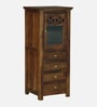 Kryss N Sheesham Wood Tall Cabinet In Scratch Resistant  Provincial Teak Finish