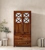 Kryss Sheesham Wood 2 Door Wardrobe In Scratch Resistant Provincial Teak Finish With Drawer