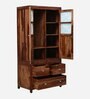 Kryss Sheesham Wood 2 Door Wardrobe In Scratch Resistant Rustic Teak Finish With Drawer