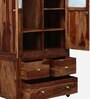 Kryss Sheesham Wood 2 Door Wardrobe In Scratch Resistant Rustic Teak Finish With Drawer