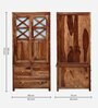 Kryss Sheesham Wood 2 Door Wardrobe In Scratch Resistant Rustic Teak Finish With Drawer