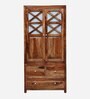 Kryss Sheesham Wood 2 Door Wardrobe In Scratch Resistant Rustic Teak Finish With Drawer